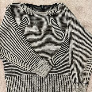 Tribal Black and Cream Striped Sweater